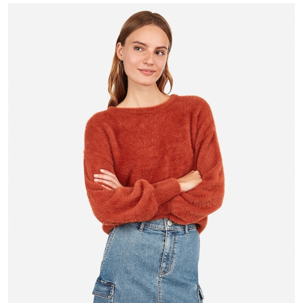 Express Fuzzy Balloon Sleeve Sweater